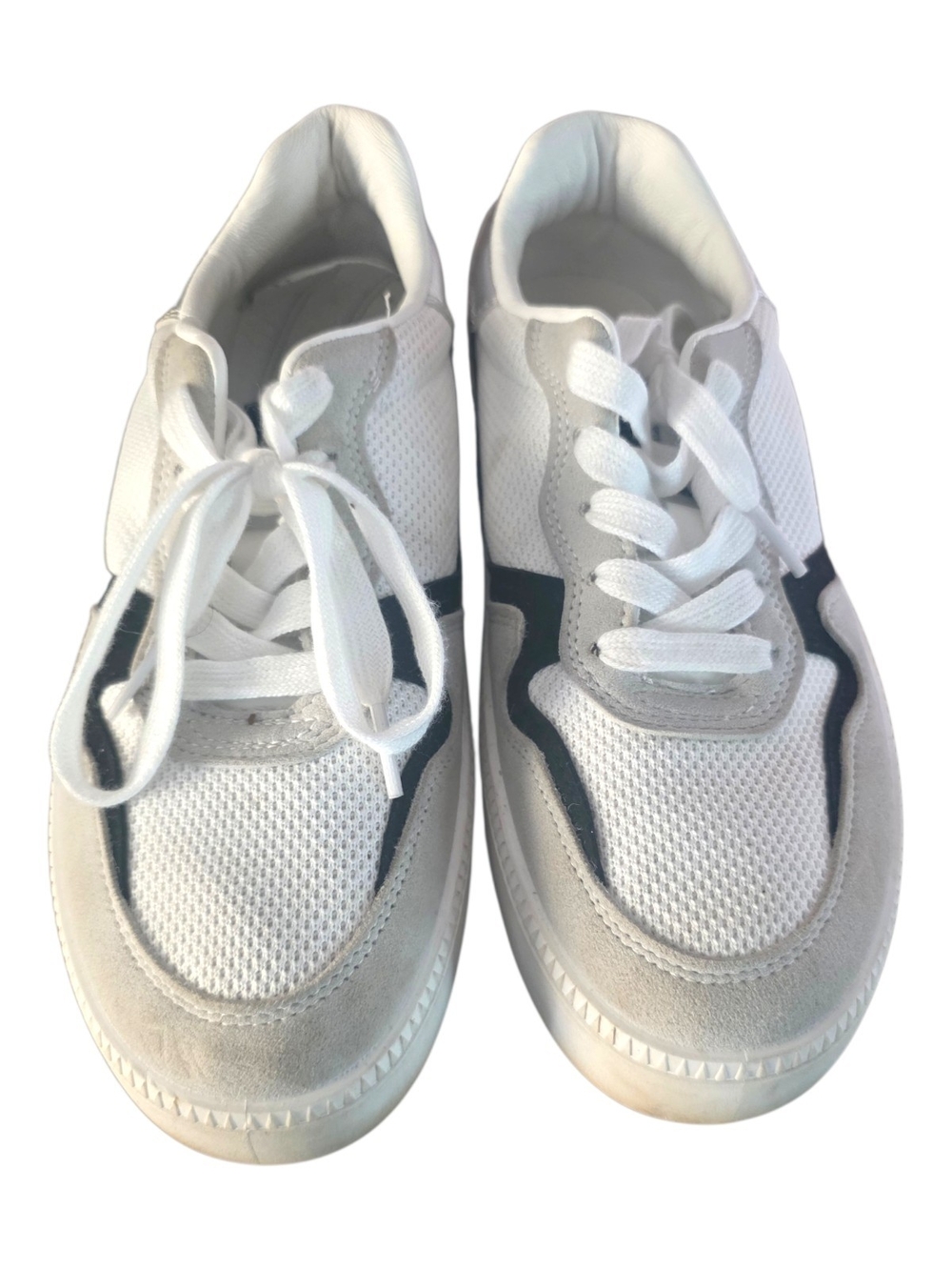 C&C California White Mesh & Gray Suede Sneakers with Black Trim
